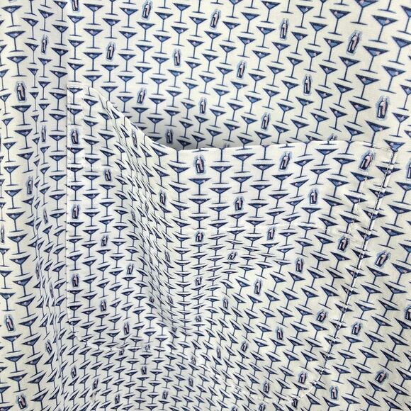 Peter Millar Martini Glass And Shaker Printed Short Sleeve Button Down Large - Picture 3 of 6